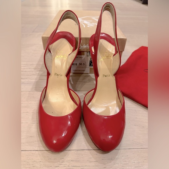 Louboutin RED patent sling back heels 6.5 - Picture 2 of 5